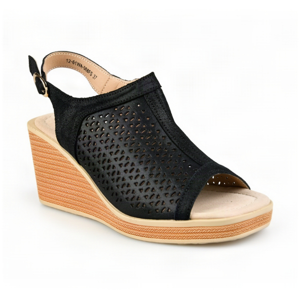 lady's sandals genuin leather black 0163747