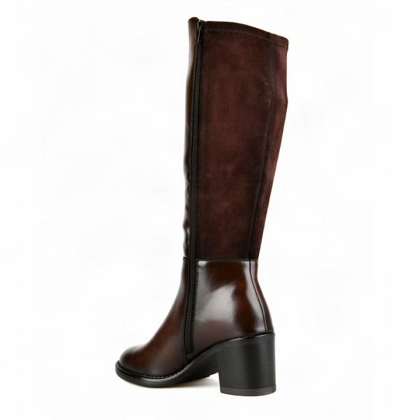lady's high boots synthetic leather/textile brown 0162927