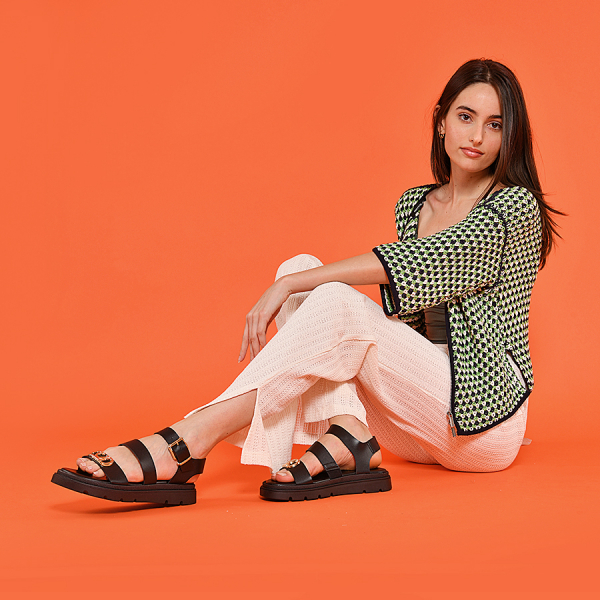 lady's sandals eko leather black 0160194