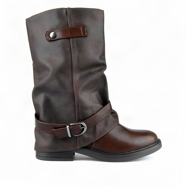 lady's high boots synthetic leather brown