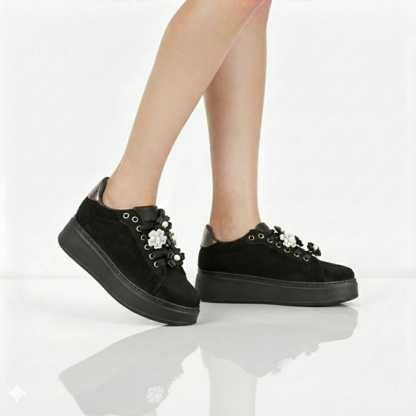 lady's sneakers textiles black 0162701