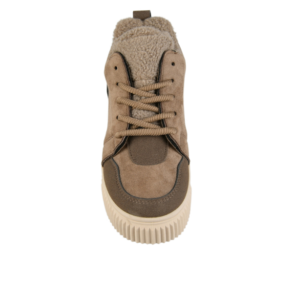 lady's boots synthetic leather/textile light brown 0163228