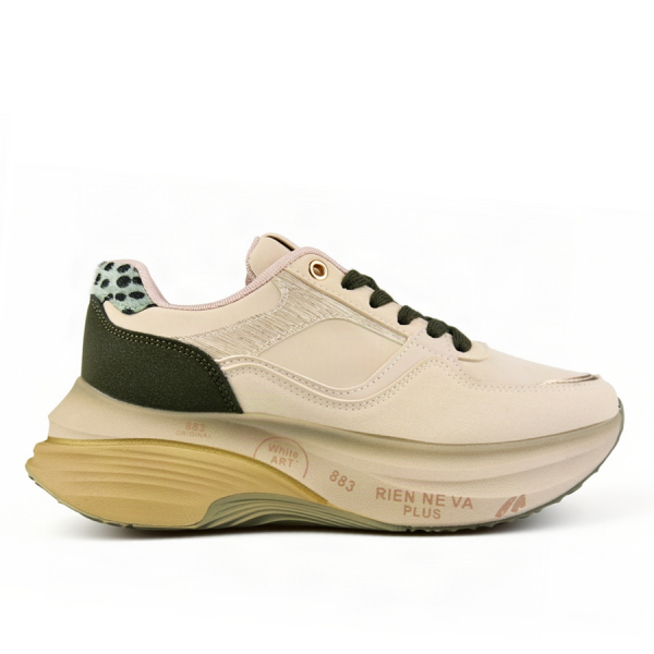 lady's sneakers synthetic leather beige