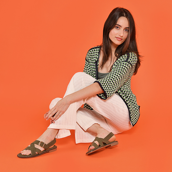 lady's sandals textiles green 0161161
