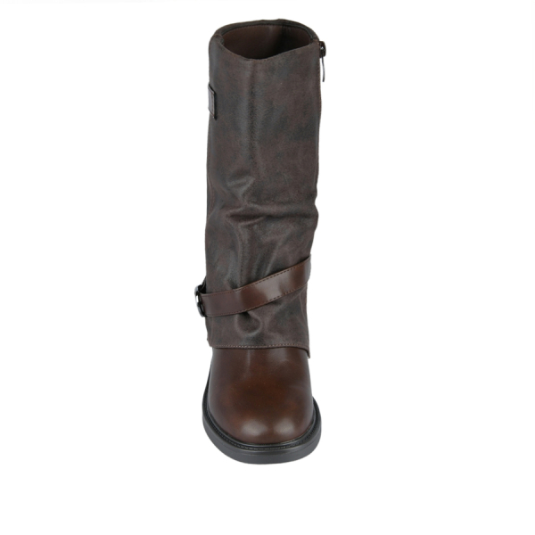 lady's high boots synthetic leather brown 0162801