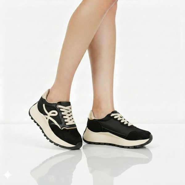 lady's sneakers textile/eco leather black 0162689