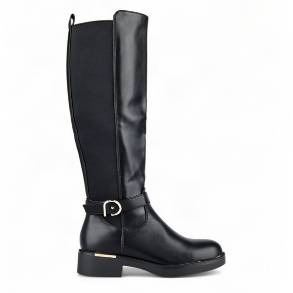 lady's high boots synthetic leather/textile black