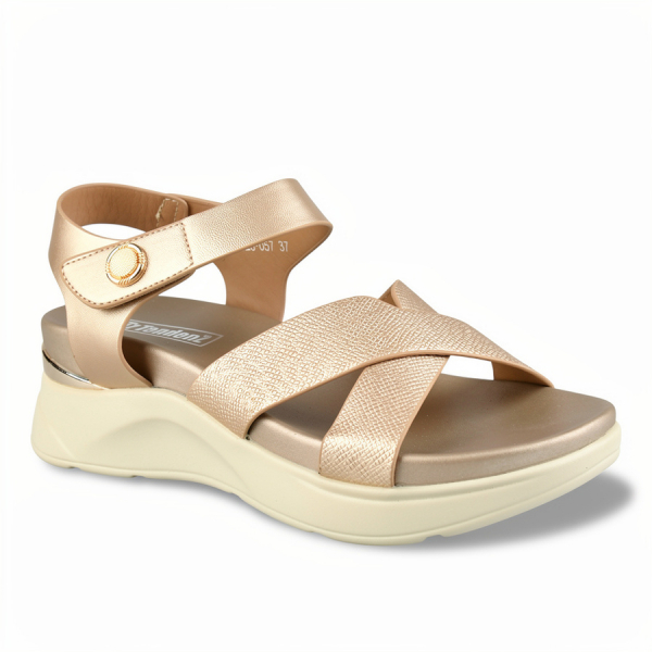 lady's sandals synthetic leather gold 0161162