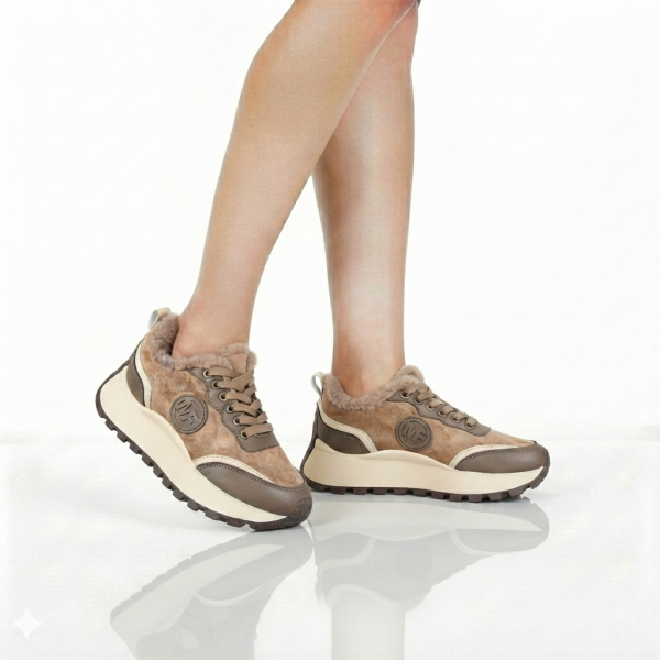 lady's sneakers textile/eco leather light brown 0162692