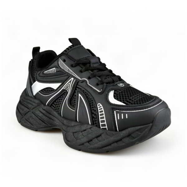 lady's sneakers synthetic leather/textile black 0162635