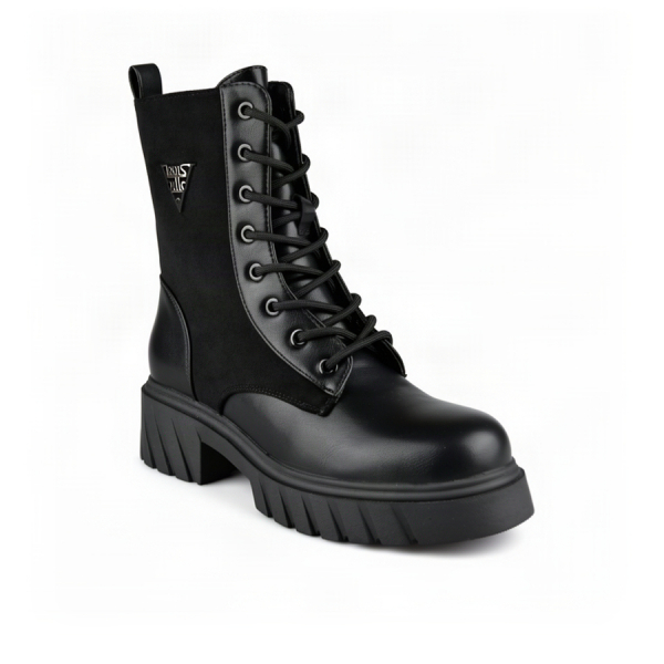 lady's boots textile/synthetic leather black 0162469