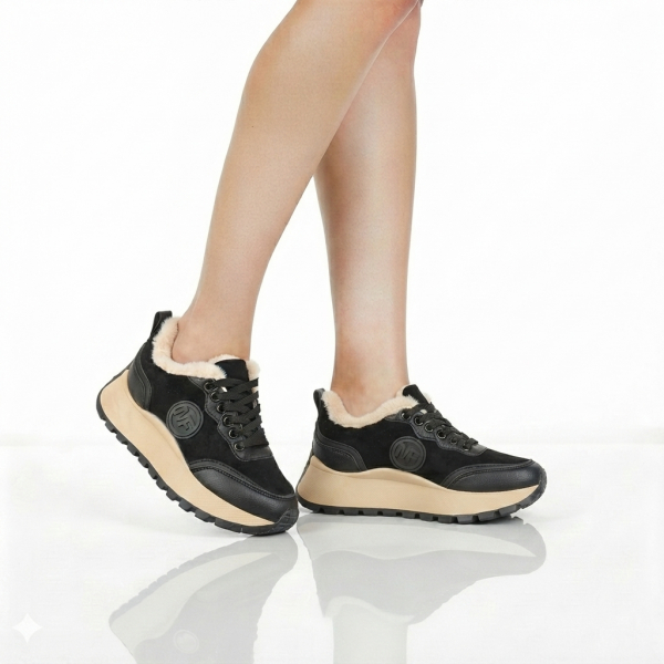 lady's sneakers textile/eco leather black 0162691