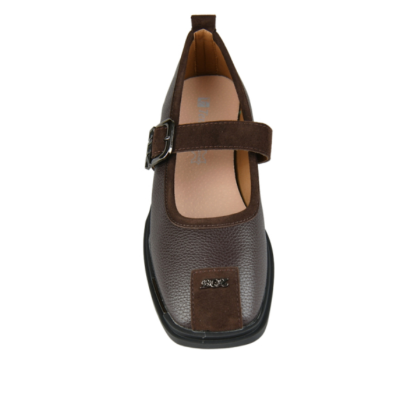 lady's shoes synthetic leather/textile brown 0162885