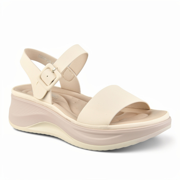 lady's sandals synthetic leather beige 0161147
