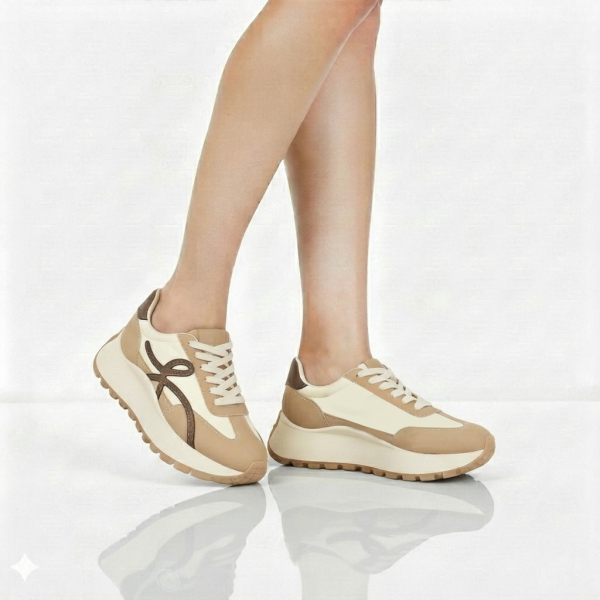 lady's sneakers textile/eco leather beige 0162690
