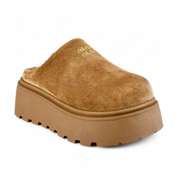 lady's clogs textiles dark beige 0163375