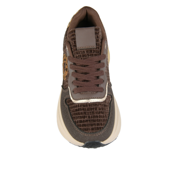 lady's sneakers synthetic leather/textile brown 0162593