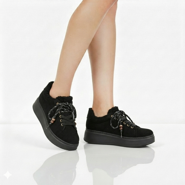 lady's sneakers textile/eco leather black 0162706