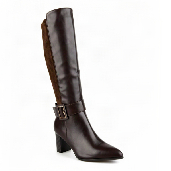 lady's high boots synthetic leather/textile brown 0162506