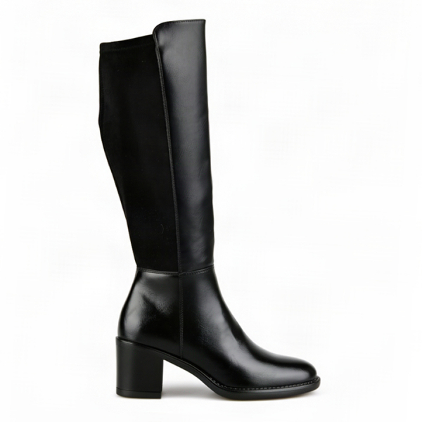 lady's high boots synthetic leather/textile black