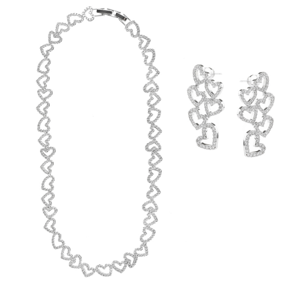 lady's necklace and earrings set copper silver 0165168