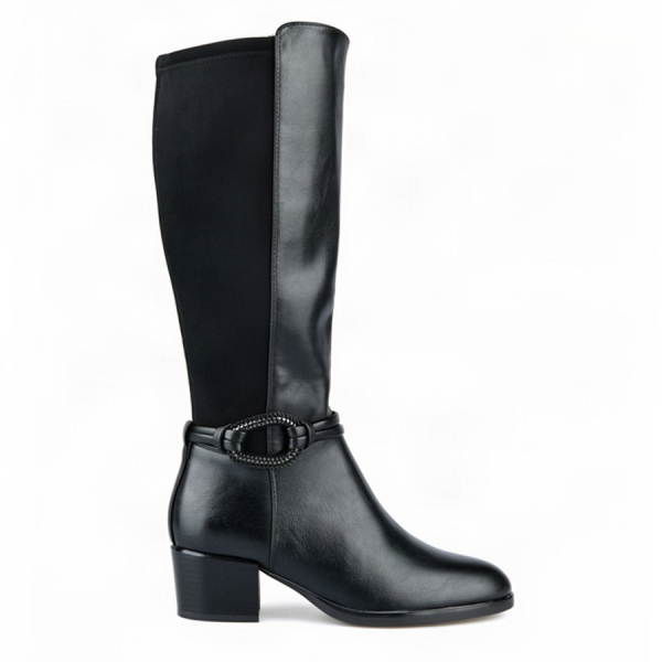 lady's high boots synthetic leather/textile black