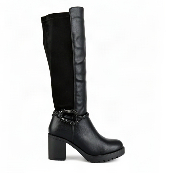 lady's high boots textile/synthetic leather black