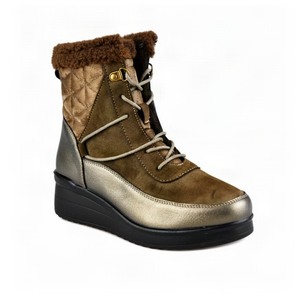 lady's boots synthetic leather/textile brown 0163259
