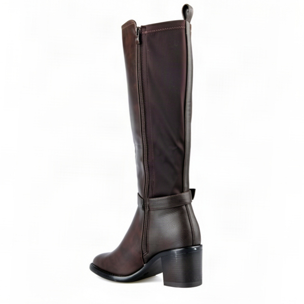 lady's high boots synthetic leather/textile brown 0163204