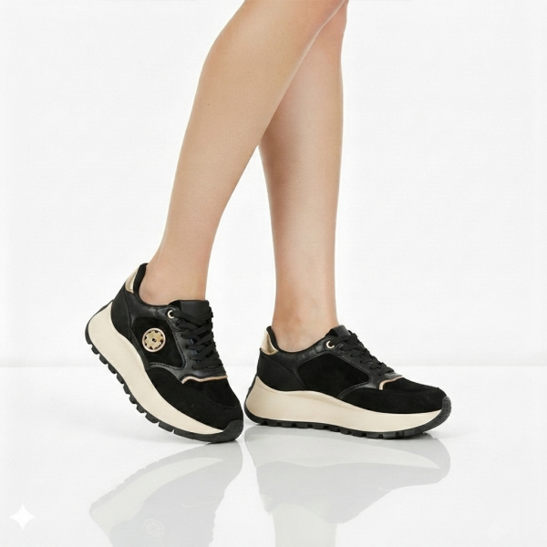 lady's sneakers textile/eco leather black 0162687