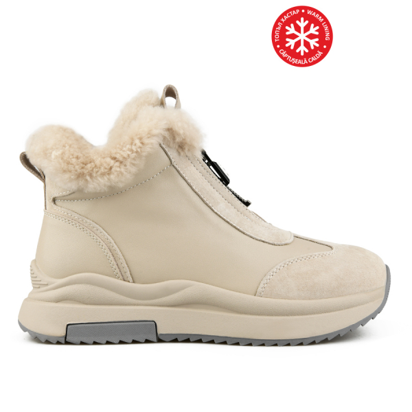 lady's boots genuin leather beige