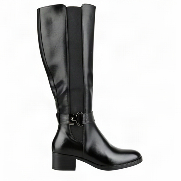 lady's high boots synthetic leather/textile black