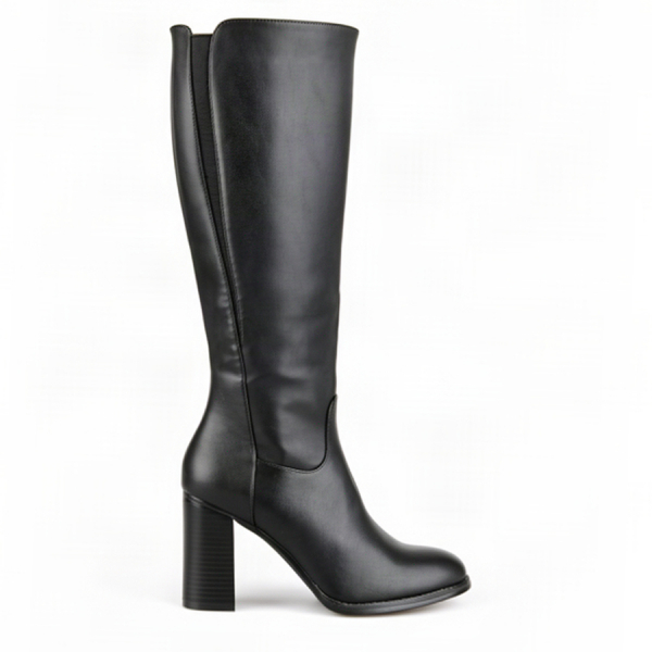 lady's high boots synthetic leather/textile black