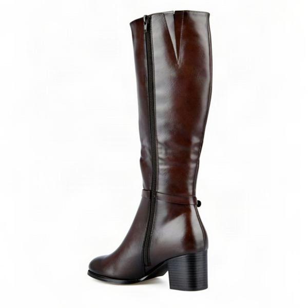 lady's high boots synthetic leather brown 0162923