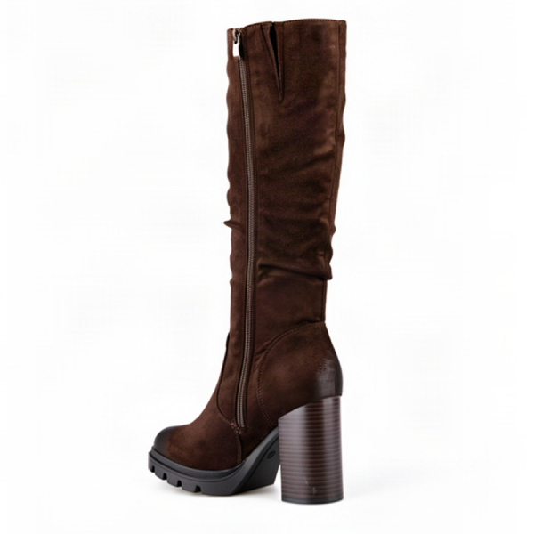 lady's high boots textile brown 0163206