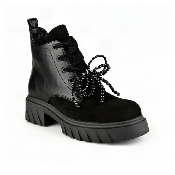 lady's boots synthetic leather/textile black 0162574